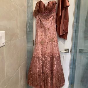 Mac Duggal Couture Fuchsia Pink Beaded Mermaid Dress.